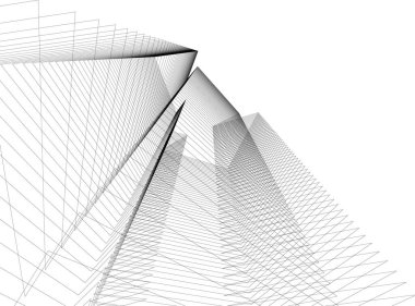 Mimari sanat konseptinde soyut çizgiler, minimum geometrik şekiller. 