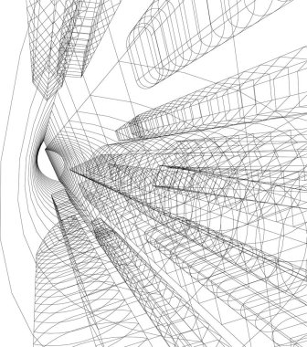 Arkaplanda mimari bina 3d illüstrasyon