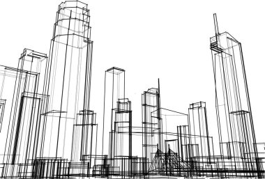 Mimari sanat konseptinde soyut çizgiler, minimum geometrik şekiller. 