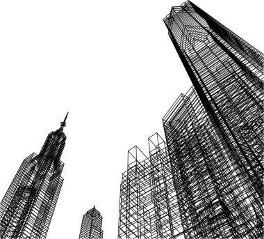 Mimari sanat konseptinde soyut çizgiler, minimum geometrik şekiller.