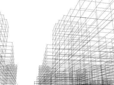 Mimari sanat konseptinde soyut çizgiler, minimum geometrik şekiller.