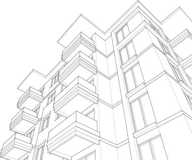 Mimari sanat konseptinde soyut çizgiler, minimum geometrik şekiller.