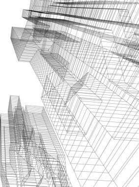 Mimari sanat konseptinde soyut çizgiler, minimum geometrik şekiller. 