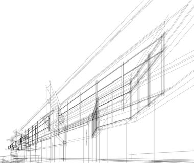 Mimari sanat konseptinde soyut çizgiler, minimum geometrik şekiller. 