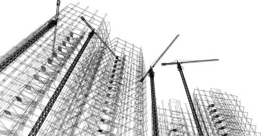 Mimari sanat konseptinde soyut çizgiler, minimum geometrik şekiller.