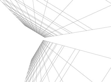 Mimari sanat konseptinde soyut çizgiler, minimum geometrik şekiller. 