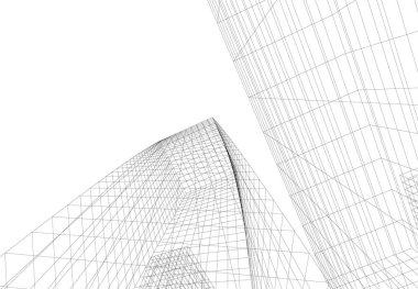 Mimari sanat konseptinde soyut çizgiler, minimum geometrik şekiller. 