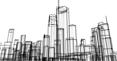 Mimari sanat konseptinde soyut çizgiler, minimum geometrik şekiller. 