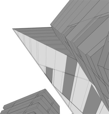 Mimari sanat konseptinde soyut çizgiler, minimum geometrik şekiller. 