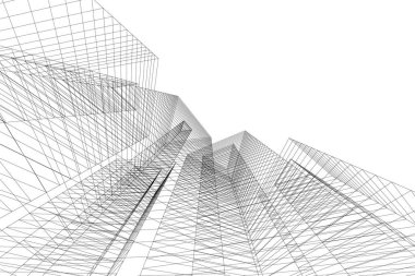 Mimari sanat konseptinde soyut çizgiler, minimum geometrik şekiller. 