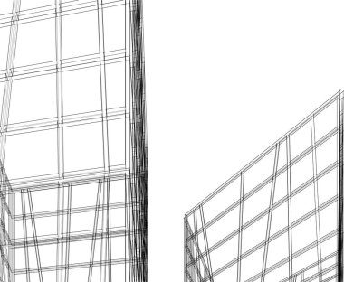 Mimari sanat konseptinde soyut çizgiler, minimum geometrik şekiller. 