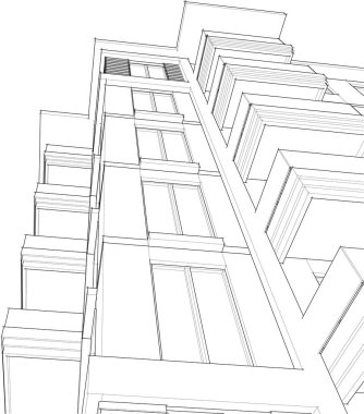 Mimari sanat konseptinde soyut çizgiler, minimum geometrik şekiller. 