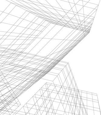 Mimari sanat konseptinde soyut çizgiler, minimum geometrik şekiller. 