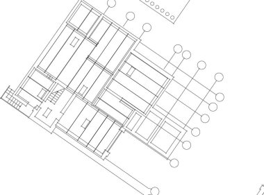 Mimari sanat konseptinde soyut çizgiler, minimum geometrik şekiller. 