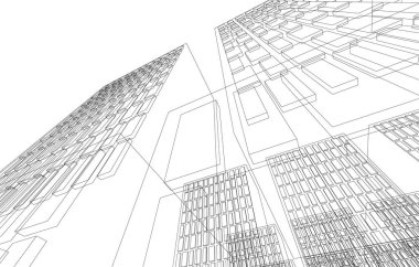 Mimari sanat konseptinde soyut çizgiler, minimum geometrik şekiller. 