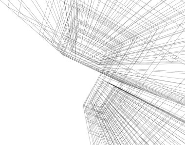 Mimari sanat konseptinde soyut çizgiler, minimum geometrik şekiller. 