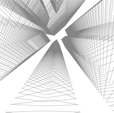 Mimari sanat konseptinde soyut çizgiler, minimum geometrik şekiller. 