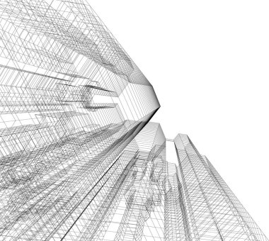 Mimari sanat konseptinde soyut çizgiler, minimum geometrik şekiller. 