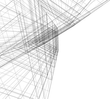 Mimari sanat konseptinde soyut çizgiler, minimum geometrik şekiller. 