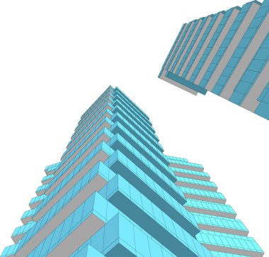 Arkaplanda mimari bina 3d illüstrasyon