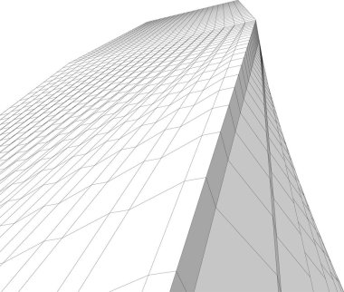 Arkaplanda mimari bina 3d illüstrasyon