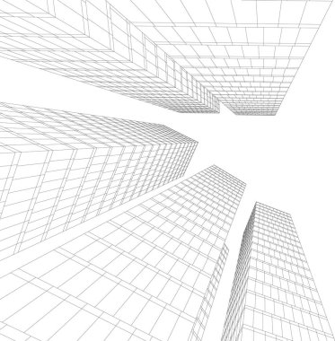 Mimari sanat konseptinde soyut çizgiler, minimum geometrik şekiller.