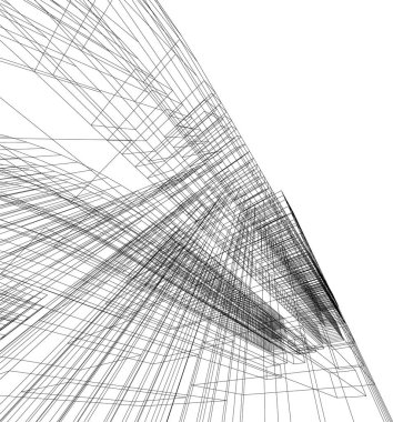 Arkaplanda mimari bina 3d illüstrasyon