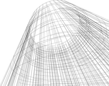Mimari sanat konseptinde soyut çizgiler, minimum geometrik şekiller. 