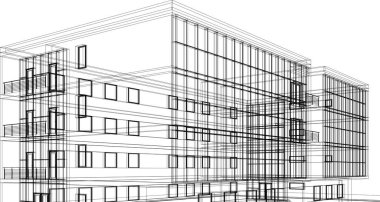 Mimari sanat konseptinde soyut çizgiler, minimum geometrik şekiller. 