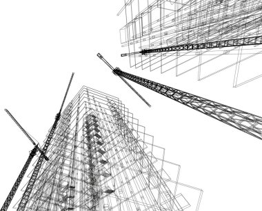 Mimari sanat konseptinde soyut çizgiler, minimum geometrik şekiller.