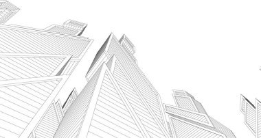 Mimari sanat konseptinde soyut çizgiler, minimum geometrik şekiller. 