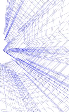 Arkaplanda mimari bina 3d illüstrasyon