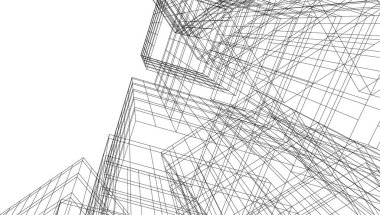 Mimari sanat konseptinde soyut çizgiler, minimum geometrik şekiller. 