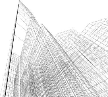 Mimari sanat konseptinde soyut çizgiler, minimum geometrik şekiller.