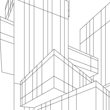 Mimari sanat konseptinde soyut çizgiler, minimum geometrik şekiller. 