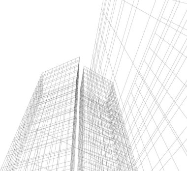 Mimari sanat konseptinde soyut çizgiler, minimum geometrik şekiller. 