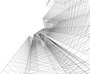 Mimari sanat konseptinde soyut çizgiler, minimum geometrik şekiller. 