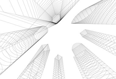 Mimari sanat konseptinde soyut çizgiler, minimum geometrik şekiller. 