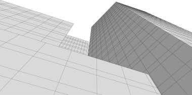 Mimari sanat konseptinde soyut çizgiler, minimum geometrik şekiller. 