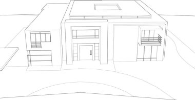 Mimari sanat konseptinde soyut çizgiler, minimum geometrik şekiller. 