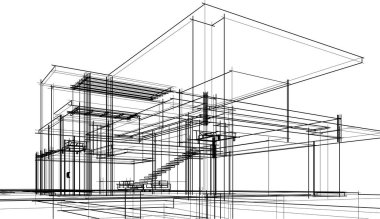 Mimari sanat konseptinde soyut çizgiler, minimum geometrik şekiller. 