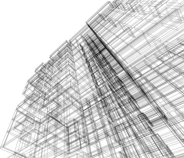 Mimari sanat konseptinde soyut çizgiler, minimum geometrik şekiller.