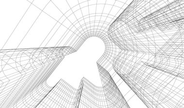 Mimari sanat konseptinde soyut çizgiler, minimum geometrik şekiller.