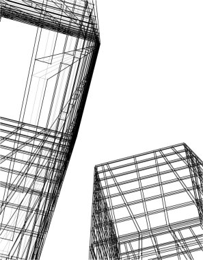 Mimari sanat konseptinde soyut çizgiler, minimum geometrik şekiller.