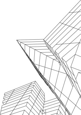 Mimari sanat konseptinde soyut çizgiler, minimum geometrik şekiller. 