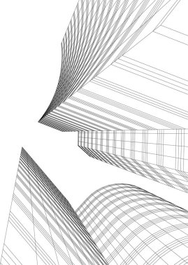 Mimari sanat konseptinde soyut çizgiler, minimum geometrik şekiller. 