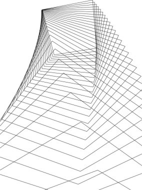 Mimari sanat konseptinde soyut çizgiler, minimum geometrik şekiller. 