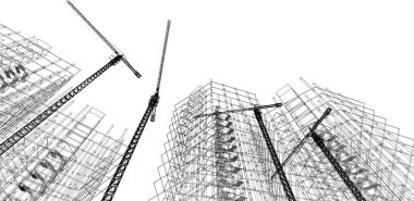 Mimari sanat konseptinde soyut çizgiler, minimum geometrik şekiller. 