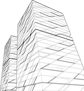 Arkaplanda mimari bina 3d illüstrasyon