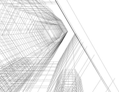 Mimari sanat konseptinde soyut çizgiler, minimum geometrik şekiller. 